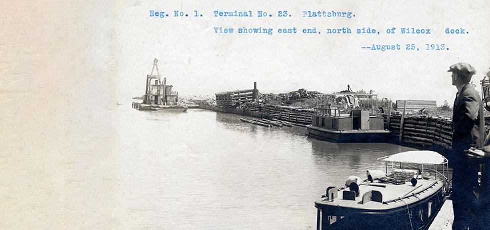 Image. 1913 Barge Canal Construction Photograph, Terminal Contract 23. Plattsburgh