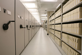 Compact moveable shelving, NY State Archives, Albany, NY