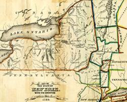 1788 Map of New York State showing native lands and ten counties, printed by Hoffman & Knickerbocker, Albany, N.Y. 