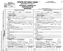 Sample NYS Certificate of Marriage