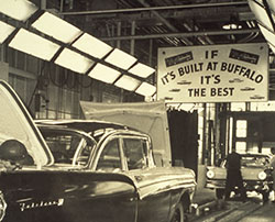 Buffalo car production line showing a Ford Fairlane 500