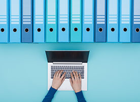 Image.  Searching files in the archives using a laptop