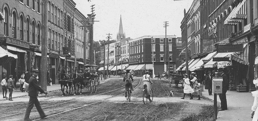 Image.  Margaret Street in Plattsburgh, NY circa 1910